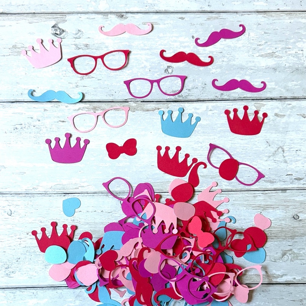 Miniature Photobooth Pieces Mustache Crown Glasses Bow Tie Assorted 100ct